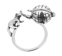 MALUGOGO Bague Réglable Ouverte en Cuivre Design Chat Vintage Artisanat Creux Complexe et Support Aromathérapie Remplaçable pour Usage Quotidien et Événements Spéciaux
