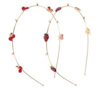 MALUGOGO Bandeau Métallique Cerise et Fraise 2pcs, Accessoires pour Cheveux Solides en Alliage, Style Délicat et Portable pour Fêtes et Réunions de Famille