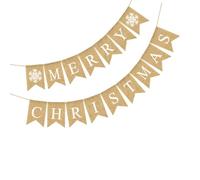 MALUGOGO Bannière à suspendre en lin Merry Christmas pour décoration de maison et décoration de fête, bannière décorative de Noël kaki avec style vintage et guirlande de lettres de Noël