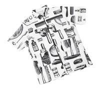 MALUGOGO Blouse de coiffeur uniforme de coiffeur à séchage rapide, matériau en fibre respirante, design de poche, manches courtes, fermeture éclair, beau tendance, cool, adapté à la maison