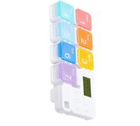 MALUGOGO Boîte à médicaments intelligente avec 7 compartiments, pilulier portable fabriqué en polypropylène et composants électroniques, rappel de synchronisation et alerte manquée répétée, pour les