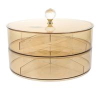 MALUGOGO Boîte de Rangement pour Fruits Secs en Plastique Transparent Jaune, Double Compartiment avec Couvercle, Plateau de Conservation Alimentaire 2 Couches, Cuisine, Pique- et Buffet