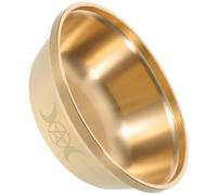 MALUGOGO Bol d'offrande en cuivre pour rituels du temple - Bol de culte en laiton avec motif triple lune - Décoration d'autel chinois en laiton - Patrimoine culturel pour cérémonies religieuses et