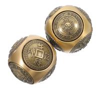MALUGOGO Boules de Baoding en Laiton 36mm à Reliefs Six Faces, Exercice de Thérapie Main et Amélioration Flexibilité des Doigts, Décor Élégant pour Maison ou Bureau, Lot de 2