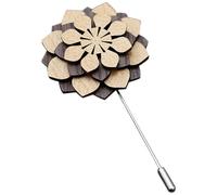 MALUGOGO Boutonnière en Bois Forme Fleur Épinglette Décorative pour Homme Épingle à Boutonnière Artisanale Vintage Accessoire Costume Fête des Pères Élégant