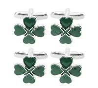 MALUGOGO Boutons de Manchette Verts en Alliage Cœur Trèfle à Quatre Feuilles, 2 Paires, Élégance Classique et Maintien Sécurisé pour Événements Professionnels et Décontractés