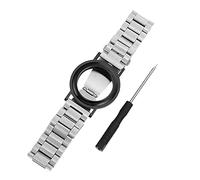 MALUGOGO Bracelet de Montre en Acier Inoxydable 304 Localisateur et Double Bouton-poussoir, 3 Maillons Solides, Argenté, Compatible Personnes Âgées et Usage Quotidien Usage Quotidien