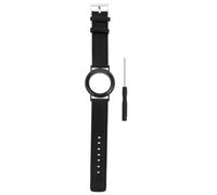 MALUGOGO Bracelet de montre en cuir véritable compatible avec tracker sans fil, bracelet de suivi vintage plat noir pour homme et femme