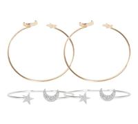 MALUGOGO Bracelets Manchettes pour Femmes 4pcs Étoiles et Lunes en Alliage, Surface Lisse et Éclat, Design Chic Ajustable pour Anniversaire et Fêtes