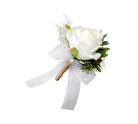MALUGOGO Broche, Blanche et Verte Fleur Soie en Élégante pour Décor Facile à Assortir, Accessoire Chic Mariage Banquet Nuptial pour Mariée et Marié
