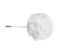 MALUGOGO Broche Cravate pour Homme en Satin Blanc Solide et Cuivre Dur, Épinglette Élégante Faite Main, Décoration de Revers Fleur pour Costume Mariage et Occasions