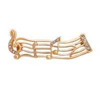 MALUGOGO Broche de Note Musicale en Alliage Doré Décorative Ornée de Cristaux, pour Noël et Nouvel An, Peut être Portée comme Collier ou Épingle à Revers
