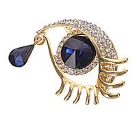 MALUGOGO Broche dorée en strass pour femme avec œil bleu et forme de larme, en alliage léger pour écharpe et chapeau, accessoire élégant pour tenues élégantes