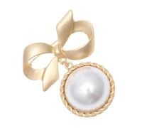 MALUGOGO Broche en alliage doré pour femme en forme de nœud avec grande perle décorative avec épingle robuste adaptée pour les fêtes et accessoires de Noël