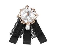 MALUGOGO Broche nœud papillon en dentelle pré-nouée pour femme élégante vintage noire fabriquée en dentelle confortable et alliage, pas facile à déformer, pour vêtements et chemisiers