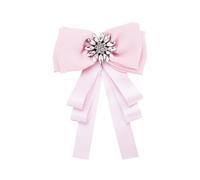 MALUGOGO Broche Nœud pour Chemise Femme, Épingle de Poitrine avec Cristaux Rose, Accessoire Mode Élégant pour Tenues de Soirée, Fête et Cocktail - 1 Pièce, Bijou Créatif et Raffiné