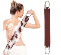 MALUGOGO Brosse à dos avec fibre végétale artificielle pour exfoliation de douche, côté rugueux double face pour exfoliation et côté lisse pour massage, poignée ergonomique, résistant aux dommages