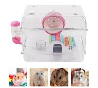MALUGOGO Cage à Hamster avec Roue d'exercice, Maison pour Animaux en Acrylique Transparent, Bol, Abreuvoir Anti-Fuite, Grosse Villa pour Décoration Intérieure Style Plusieurs Styles