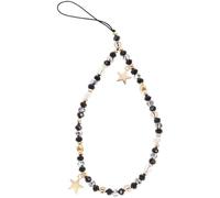 MALUGOGO Chaîne de Téléphone à Perles Noires en Alliage et Cristal, Design Compact, Facile à Utiliser, Charme Mignon pour Accessoires de Téléphone Portable en Extérieur