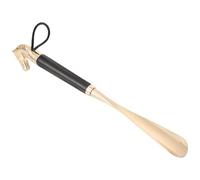 MALUGOGO Chausse-pied Long Noir en Alliage et Bois avec Tête de Cheval, Protège les Mains sans Bords, Accessoire pour Personnes Âgées, Outil Pratique pour Enfiler Chaussures