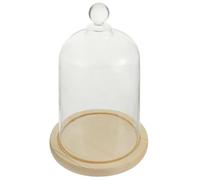 MALUGOGO Cloche alimentaire en verre avec base en bois, couvercle en verre robuste pour gâteaux et desserts, garde les aliments propres, pour pendaison de crémaillère et présentation de cuisine