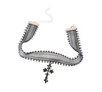MALUGOGO Collier Ras du Cou Gothique Noir Croix, Design Réglable en Alliage et Fil, Bijoux Steampunk pour Décoration Quotidienne et Fête D'halloween
