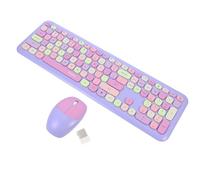 MALUGOGO Combo Clavier sans Fil Coloré et Souris USB Ergonomique 1 Set 110 Touches et 3 Boutons Souris pour Ordinateur Portable et Bureau Usage Professionnel