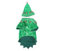 MALUGOGO Costume de Noël pour animaux de compagnie pour chiens et chiots, jolie cape verte en coton polyester avec chapeau, confortable et facile à mettre, pour fête de Noël ou prise de photos