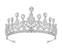 MALUGOGO Couronne de mariée en alliage d'argent avec strass, diadème de mariage délicat pour mariée, soirée et accessoires photographiques, s'adapte à la plupart des têtes