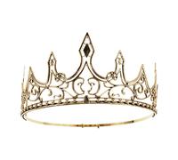 MALUGOGO Couronne Royale en Métal Doré Vintage, Taille, Accessoire de Costume de Roi Médiéval pour Cosplay, Fête Anniversaire, Bal de Promo et Séance Photo, Diadème Princier Classique