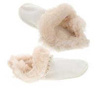 MALUGOGO Couvre-chaussures amovibles avec doublure moelleuse pour chaussures trouées, semelles intérieures en polaire épaisse chaude pour homme et femme - Blanc perle et diamant - Chaussettes