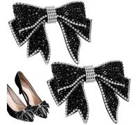 MALUGOGO Décoration de Chaussures à Nœud Papillon en Cristal Noir pour Garçon et Filles, Accessoire Mode Diy, Ornement Brillant et Élégant pour Festival ou Mariage