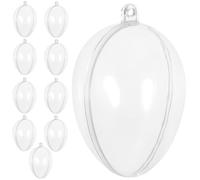 MALUGOGO Décorations Suspendues Lot de 10 Boules en Plastique Transparentes Faciles à Accrocher D'œuf à Remplir pour Fêtes de Pâques et Noël