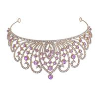 MALUGOGO Diadème de mariée en strass - Accessoire de cheveux en alliage baroque - Doré et violet - Bijoux de cheveux pour femme
