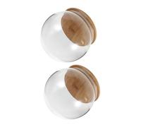 MALUGOGO Dôme de Verre Rond 2 Pièces avec Base en Bambou pour Fleurs Éternelles, Compatible DIY, Protection Anti-poussière pour Décoration de Bureau et Collections