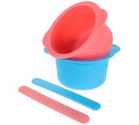 MALUGOGO Ensemble 4 Pièces Bols en Silicone 400ml Bleu et Rose pour Chauffe-cire et Masques Faciaux, avec Raclette, Résistant Haute Température, Bol Mélangeur pour Épilation Réutilisable