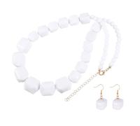 MALUGOGO Ensemble collier et boucles d'oreilles longues perles en acrylique - Élégantes et chics - Bijoux doux pour la peau - Décoration quotidienne - 26,4 x 8 x 2 cm