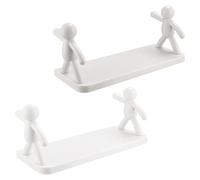 MALUGOGO Étagère Murale de Rangement sans Perçage 2pcs en PP Blanc, Installation Facile et Solide Cuisine et Salle de Bain, Style Simple et Classique