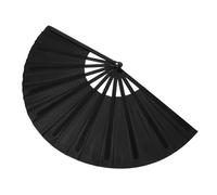MALUGOGO Éventail Pliable Noir Design Délicat en ABS et Polyester de Style Chinois Facile à Transporter, pour Festivals de Musique et Scènes