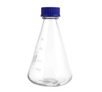 MALUGOGO Flacon Conique Erlenmeyer en Verre 1000 Ml Couvercle Bleu Vissé, Fiole Conique Graduée pour Expérience de Laboratoire, Grands Béchers de Laboratoire pour Usage Scientifique