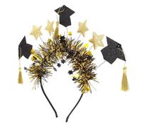 MALUGOGO Guirlande de bandeau, chapeau de remise de diplôme, kit de décorations élégantes en feutre pailleté, accessoire pour cheveux avec étoile et pompon pour cérémonie de remise de diplôme