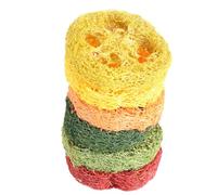 MALUGOGO Hamster Loofah Lot de 6 tranches de racine de lotus à mâcher | Lapin, utilisation pour petits animaux - Couleur aléatoire - Forme tranche de luffa - Couleur aléatoire