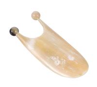 MALUGOGO Horn Gua Sha Planche de massage avec bords lisses pour soulager le visage, pour massage des yeux et du visage, couleur kaki pour la beauté et la relaxation des femmes