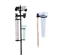 MALUGOGO Instruments Météorologiques Thermomètre Extérieur en Plastique Ensemble de 2 Pluviomètre et Anémomètre pour Décoration de Jardin et Plantation Agricole