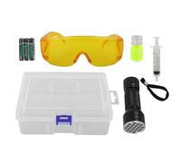 MALUGOGO Kit de Test D'étanchéité Lunettes de Protection en Plastique pour Climatisation Automobile Lampe Torche Puissante et pour Détection Précise des Fuites