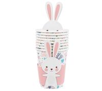 MALUGOGO Kit de Vaisselle Jetable en Papier 8 Gobelets de Lapin pour Fête de Pâques Design Pratique et Usage Unique pour Fête en Famille