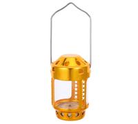 MALUGOGO Lanterne de camping en alliage d'aluminium doré avec lueur douce pour bougie chauffe-plat, lanterne d'extérieur vintage légère pour camping familial et pêche de nuit, lampe de tente élégante