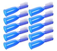 MALUGOGO Lot de 10 Brosses à Dents Manuelles Bleues Demi-doigts en Plastique Poils Souples, Mini Brosses de Nettoyage Dentaire Sûres pour Prisonniers, Usage Hospitalier et Soins