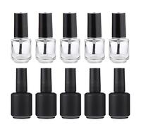 MALUGOGO Lot de 10 flacons vides de vernis à ongles en verre de 15 ml avec pinceaux, conteneurs de gel à ongles polyvalents pour voyage et toilettage en déplacement, faciles à transporter et légers