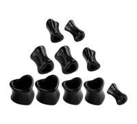 MALUGOGO Lot de 10 Paires de Bouchons D'oreille en Acrylique Forme Cœur Noir Surface Lisse pour Étirement D'oreille, Vie Quotidienne Saint-valentin
